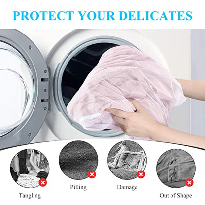 OTraki 20x24 Inch Laundry Bags Mesh Wash Bags 2 Pack Delicates Bag Lingerie Socks Sweater Washing Machine Mesh Laundry Bags for Travel Camping Don't Drying, Melting 140-176℉, White | Lingerie Socks Sweater Washing Machine Mesh Laundry Bags for Travel Camp