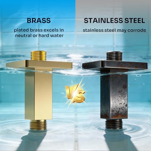Enga Square Shower Arm with Flange, 3 Inches Ceiling Mount Replacement Rain Shower Head Straight Arm, Brushed Gold - color: Brushed Gold, style: 3 Inch