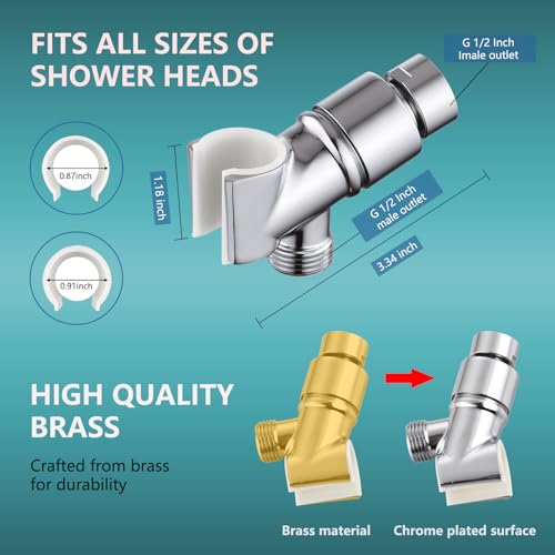 All Metal Handheld Shower Head Holder - Adjustable Shower Rod Holder with Brass Pivot Ball - Handheld Shower Head Holder - Shower Hose Holder for attaching Shower arm to Shower Hose, Chrome… - color: Handheld