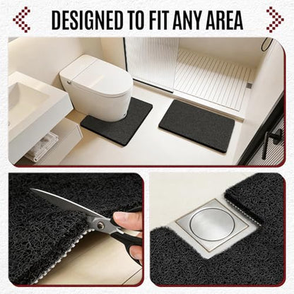 17 * 24in Shower Mat Bathtub Mat Non Slip | Bathmats Non Slip, Quick Drying Foot Scrubber Loofah Mats for Inside Shower, Tub, Bathroom, Home, Black - color: Black, size: 24" x 17" (Rectangular)