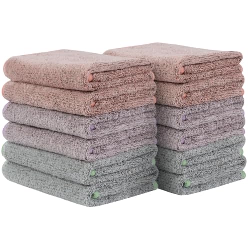 Microfiber Face Towels Soft Washcloths 12Inch x 12Inch 12 Pack Multicolor | Highly Absorbent Face Cloth,Feel Fingertip Towels,Multi-Purpose Wash Cloths for Bathroom, Gym, Hotel, Spa - color: Multicolor
