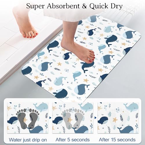 Elightvap Cute Shark Starfish Bathroom Mat Quick Drying Non Slip Bath Mats Absorbent,Bath Mat Quick Dry Bathroom Rug in Front of The Kitchen Sink, Shower Room, Bathtub,17 * 29.5 Inches - color: Cute Shark Starfish