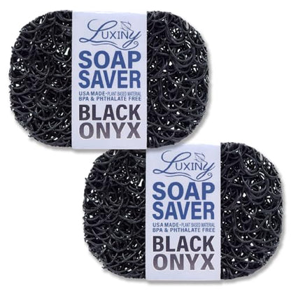 Soap Savers for Bar Soap, American Made by Luxiny, Lifts Soap in Soap Dishes & Shower Soap Holders - Handmade Soap Lasts Longer -Made from Plant Base Materials (Black Onyx, 2 Pk) - color: Black Onyx - 2 Pack