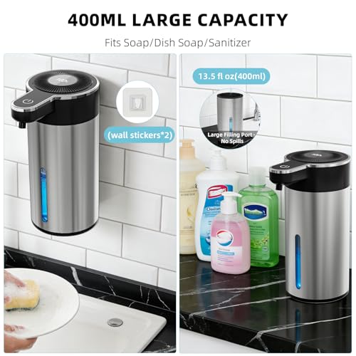 Touchless Automatic Foaming Soap Dispenser for Bathroom | Rechargeable, 13.5oz Large Capacity, Fast Sensor, 4 Adjustable Liquid Levels, Waterproof, Clog-Free Pump - color: St-03 Foam Silver, style: Foam