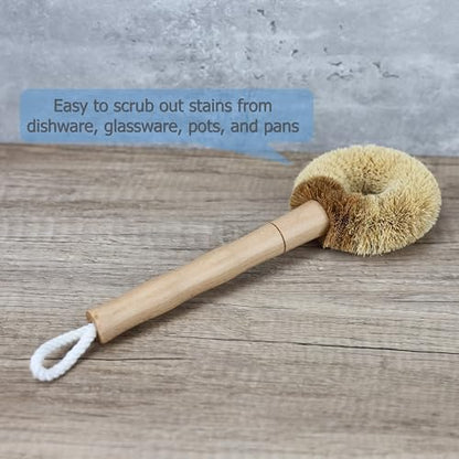 EIKS 2 Pack Kitchen Scrub Brushes, Natural Coconut Fiber | For Cleaning Dish Pan Pot Vegetable Fruits Glassware Cookware Shower Bathtub