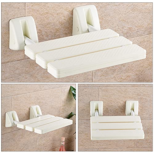 Pilarmuture Folding Shower Seat Wall Mounted,ABS Durable Slip Proof Shower Seat for Inside Shower,Bathroom Stool Chair,Save Space,Fold Down Shower Seat Shower Chair for Elderly,Pregnant(White)