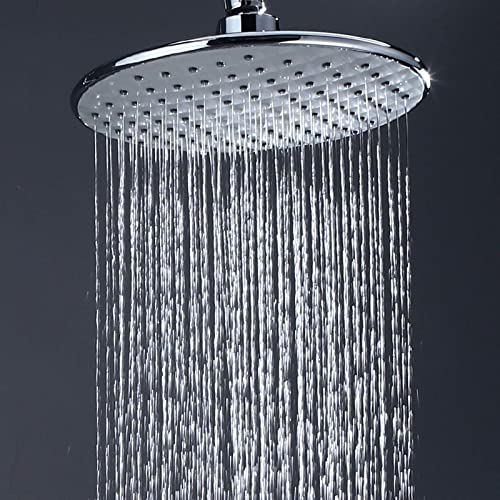 Thermostatic Shower System Chrome, Wall Mounted Shower Set Brass with Overhead Shower Head Tap, Adjustable Height Shower Mixer Set Modern for Bathroom Hotel
