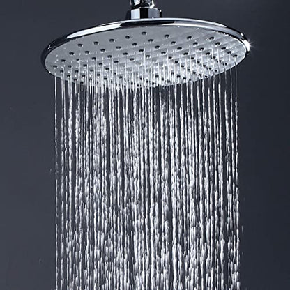 Thermostatic Shower System Chrome, Wall Mounted Shower Set Brass with Overhead Shower Head Tap, Adjustable Height Shower Mixer Set Modern for Bathroom Hotel