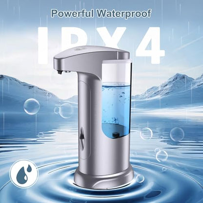 12.5oz Automatic Liquid Soap Dispenser, Touch-Free Battery Operated Adjustable Soap Dispensing, Volume Premium for Kitchen Bathroom Toilet - color: Silver