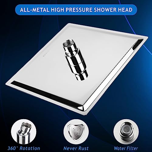Voolan Rain Shower head, High Pressure Shower Head Made of 304 Stainless Steel, Relaxed Shower Experience Even at Low Water Flow and Pressure (6" Chrome) - color: Chrome, size: 6 Inch