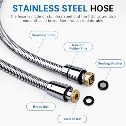 G-Promise All Metal Shower Head Holder with 71 Inch Hose(Chrome) | All Metal Construction, Adjustable Bracket, Flexible Tangle-free Hose, Standard Connection Thread, Easy Install - color: Chrome