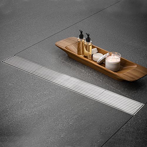 Linear Shower Drain 32 Inch, Brushed Nickel 304 Stainless Steel Rectangular Shower Drain, 51L/Min Fast Drainage Floor Linear Drain, US Standard CUPC Certified, Brushed Silver, SD-108-32S - color: Brushed Silver, size: 32 Inch