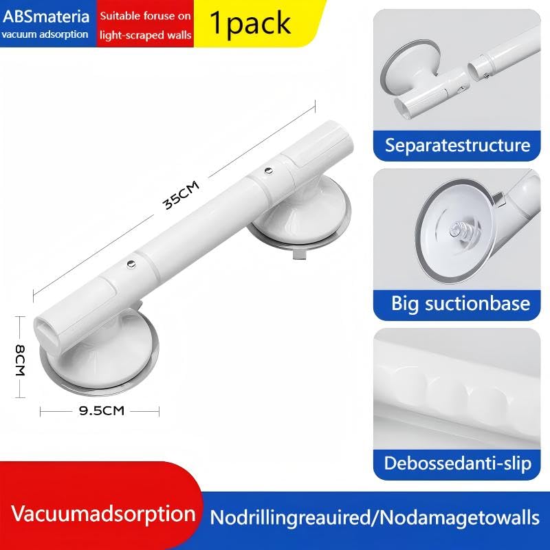 Portable Vacuum Suction Cup handrail, Adjustable handrail for bathrooms and Stairs Without Drilling, Safety assistive Handle for The Elderly at Home, Easy to Move.