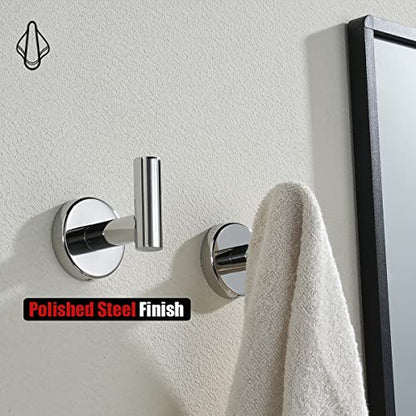 JQK Chrome Bathroom Towel Hook, 304 Stainless Steel Coat Robe Clothes Hook for Bathroom Kitchen Garage Wall Mounted (Pack of 2), TH100-CH-P2 - color: Chrome, size: 2 Pack