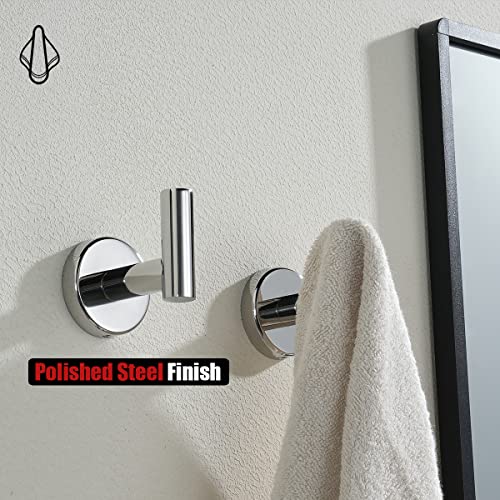 JQK Chrome Bathroom Towel Hook, 304 Stainless Steel Coat Robe Clothes Hook for Bathroom Kitchen Garage Wall Mounted (Pack of 2), TH100-CH-P2 - color: Chrome, size: 2 Pack