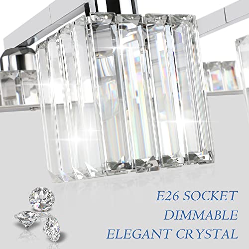 Aipsun Bathroom Vanity Light Fixtures 6 Light Chrome Vanity Light for Bathroom Crystal Vanity Lighting Fixtures (Exclude Bulb) - color: Chrome, size: 49 inch
