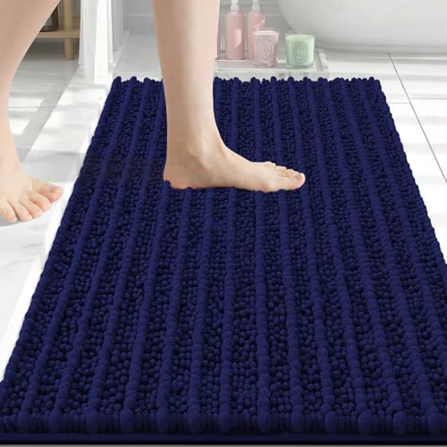 Arotive Bathroom Rugs Mat 34x21, Soft Absorbent Chenille Shaggy Bath Mat | Navy, Machine Wash Dry, Bath Rugs for Bathroom Floor, Tub and Shower, Home Decor Accessories - color: Navy, size: 34" X 21"