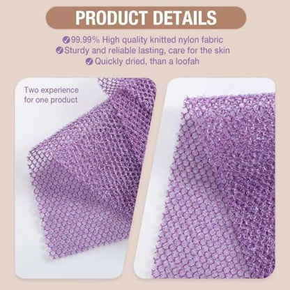 Extra-Long African Net Sponge 3Pk Multi-Color Exfoliating Scrub | Fast Drying African Bath Net, Gentle Exfoliating Scrub for Full Body & Back Spa Shower - color: Blue,pink, Purple