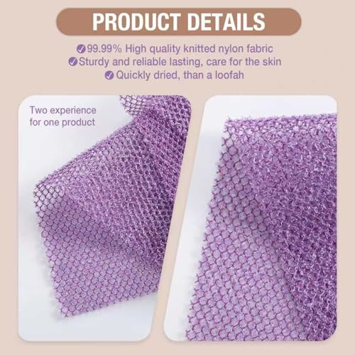Extra-Long African Net Sponge 3Pk Multi-Color Exfoliating Scrub | Fast Drying African Bath Net, Gentle Exfoliating Scrub for Full Body & Back Spa Shower - color: Yellow,pink, Purple