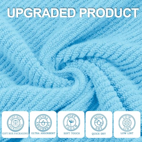 VOOVA & MOVAS 6PC Towel Set, 100% Cotton, Blue | 2 Large Bath 30x56 In, 2 Hand 18x28 In, 2 Wash Cloths 13x13 In, Quick Dry, Thick, Soft, Luxury Towel Gift Set - color: Ocean City Blue, size: 6 PC Bathroom Towel Set
