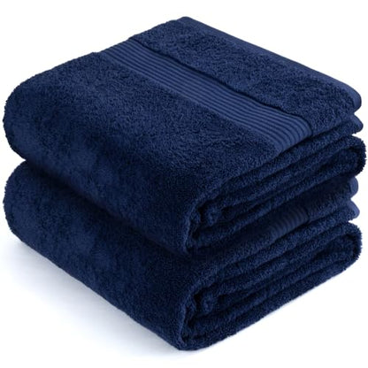 Cotton Paradise 100% Cotton Turkish Towel Set, Soft Absorbent Quick Dry, 2 Piece 35x70 Bath Sheet Set, Navy Blue - color: Navy Blue, size: 35"x70"