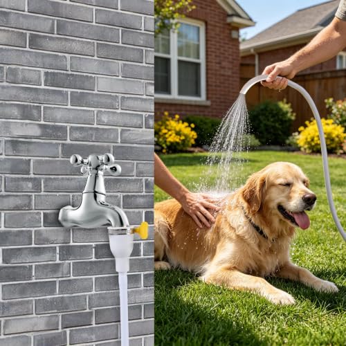 2 Pack Faucet Hose Adapter for Sink, 6.56FT Flexible PVC Water Tube Water Supply Extension with Adjustable Faucet Connector Hose Clamp for Pet Bathing, Plant Watering and Outdoor Cleaning