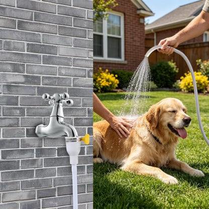 2 Pack Faucet Hose Adapter for Sink, 6.56FT Flexible PVC Water Tube Water Supply Extension with Adjustable Faucet Connector Hose Clamp for Pet Bathing, Plant Watering and Outdoor Cleaning