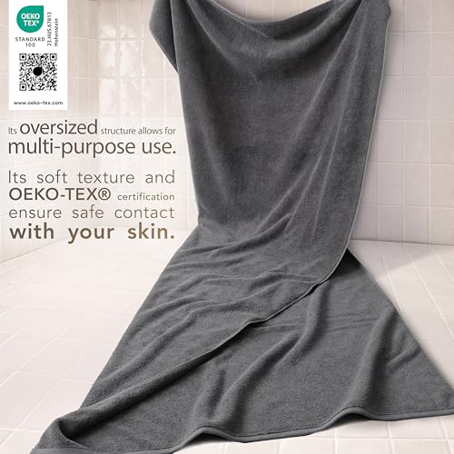 Cotton Paradise 100% Cotton Turkish Towel, Soft Absorbent Quick Dry, 40x80 Oversized Bath Sheet Towel, Dark Gray - color: Dark Gray, size: 40"x80"