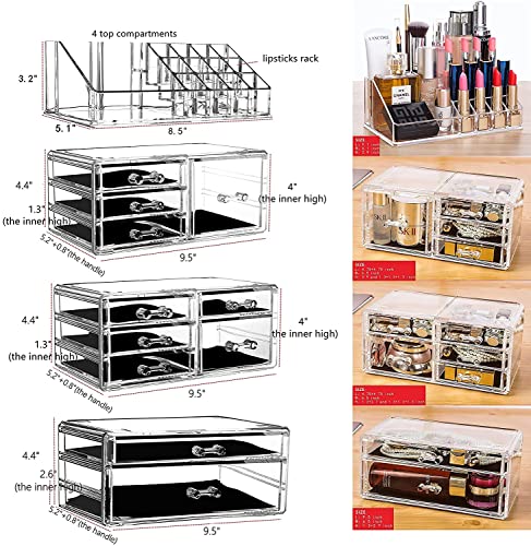 Cq acrylic Makeup Organizer Skin Care Large Clear Cosmetic Display Cases Stackable Storage Box With 11 Drawers For Vanity,Set of 4 - size: 11 Drawers