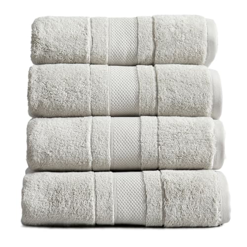 Luxury 100% Cotton Bath Towels Set | 4-Pack | Premium Grey | 700 GSM | Premium Bath Towels | Ultra Soft Thick Plush & Highly Absorbent | Luxury Hotel & Spa Bathroom Towels - color: High Rise Grey, size: 4 Pack Bath