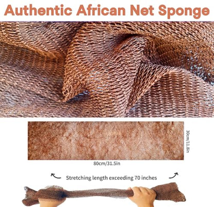 SPMKTBOZAI African Net Sponge Authentic, African Exfoliating Sponge Real African Net Black Owned, African Bath Sponge Back Scrubber, Body Exfoliator Shower Bath Accessories (Brown) - color: Brown