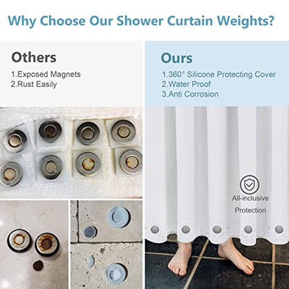 VANZAVANZU 10 Pairs Shower Curtain Weights, Silicone Wrapped Magnets, Heavy Duty Magnets Prevent Curtain Liner from Blowing, Rust-Free, Gray - color: Grey, size: 1.2"W x 1.2"L (Pack of 10)