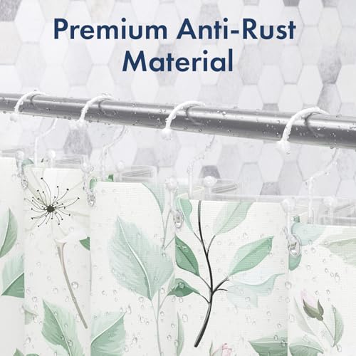 Bathway Shower Curtain Hooks White Shower Curtain Rings, 12 Pcs Double Hook Shower Curtain Hooks Rings Shower Curtain Hangers Rust Proof, Metal Shower Hooks for Bathroom Shower Curtain Rod - color: White, style: Minimalist