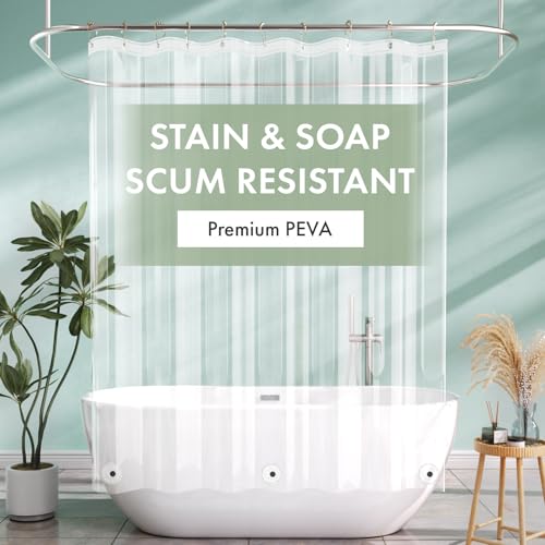 AmazerBath Camper Shower Curtain Liner 60x64, Clear Shower Curtain Liner, Waterproof Plastic Shower Liner, Cute Lightweight PEVA Shower Curtain with 3 Magnets and 10 Rustproof Metal Grommets - color: Clear, size: 60"W x 64"L (Pack of 1)
