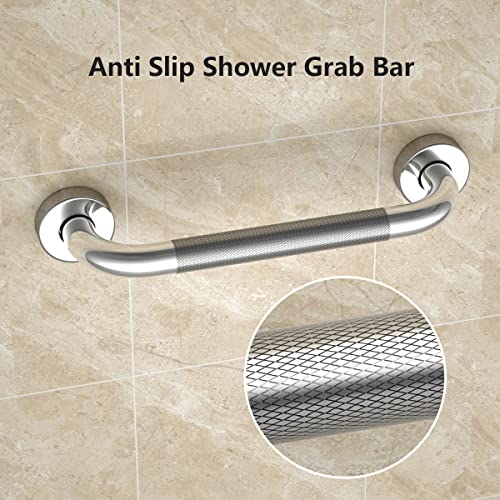 Shower Grab Bars for Bathtubs 16 Inch,Chrome Stainless Steel Bath Grab Bar, Knurled Bathroom Safety Rail, Shower Handrail Support, Handicap Elderly Senior Balance Assist Handles - size: 16inch-2 Pack