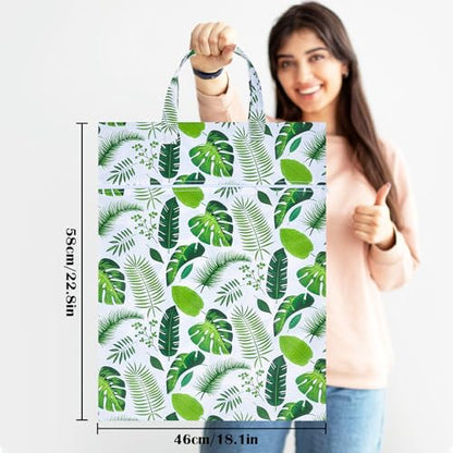 2 Pcs Large Travel Laundry Bags - Waterproof with Handle, Washable Dirty Clothes Bags for Travel, Wet/Dry Bag for Gym, Swimming Pool, College Dorm - color: Green Leaf +Flamingo