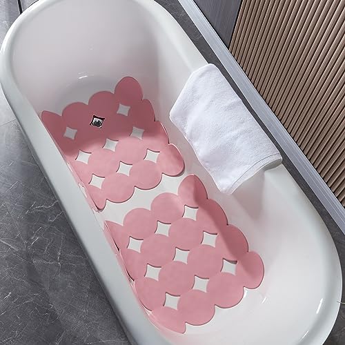 Webos Square Shower Mat Nonslip - Rubber Bathtub Mat with Suction Cups for Inside Shower Bathroom Floor (Pink, 21X21) - color: Pink
