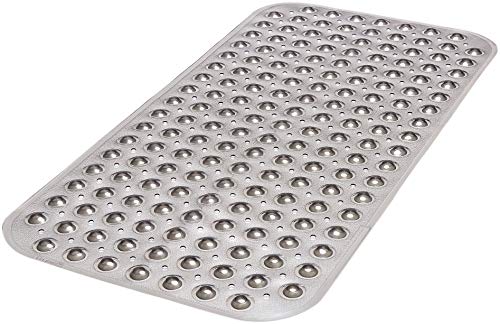 Medium Non-Slip Bathtub & Shower Mat 31x16 (Smooth/Non-Textured Tubs Only) Safe, Clean, Machine-Washable, Superior Grip&Drainage, Vinyl, Transparent Gray (Grey) - color: Transparent Gray (Grey), size: Large (31"x16")