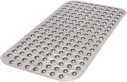 Medium Non-Slip Bathtub & Shower Mat 31x16 (Smooth/Non-Textured Tubs Only) Safe, Clean, Machine-Washable, Superior Grip&Drainage, Vinyl, Transparent Gray (Grey) - color: Transparent Gray (Grey), size: Large (31"x16")