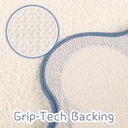 Light Blue Scalloped Long Bathroom Rug Runner Bath Mat | Coastal Non Slip Washable Quick Dry Absorbent Cute Boho Microfiber Large Bathmat,17*47 Inch - color: Blue&white, size: 17*47"