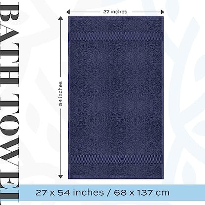 White Classic Luxury Bath Towels Set of 4 Large - 700 GSM Cotton Ultra Soft Bath Towels 27x54 | Highly Absorbent and Quick Dry | Hotel Towels for Bathroom Luxury, Plush Shower Towels, Navy - color: 15: Navy Blue