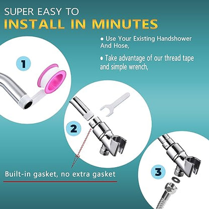 All Metal Handheld Shower Head Holder - Adjustable Shower Rod Holder with Brass Pivot Ball - Handheld Shower Head Holder - Shower Hose Holder for attaching Shower arm to Shower Hose, Chrome… - color: Handheld