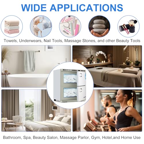 32L Hot Cabinet, Hot Towel Warmer Cabinet, 2in1 Professional Double Towel Heater Machine for Facial Spa, Massage, Hair Salon, Barber, Estheticians, Beauty Salon