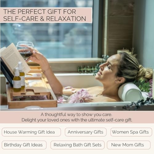 Bathtub Pillow for Neck and Shoulder - Spa Bath Pillows for Tub Neck and Back Support - Perfect Bath Accessories for Women - Relaxing Luxe Bath - Ideal Bath Gift Set for Women - Home Spa Products - size: Deluxe Bath Pillow