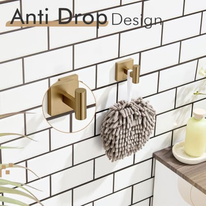 KOKOSIRI Robe Hooks for Bathrooms Towel Hook, Wall Mounted Coat Hooks Bathroom Hardware 2 Pack Champagne Bronze Stainless Steel B1013CPG-P2 - color: Champagne Bronze, size: 2 Pack