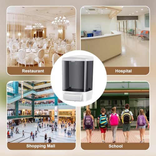 Hushee 4 Pcs Plastic Wall Mounted Soap Dispenser Commercial Manual Soap Containers Wall Dispenser for Kitchen Shower Hotel Liquid Shampoo Gel Chamber(33.8 oz 1000 ml,Black) - color: Black, size: 33.8 oz 1000 ml