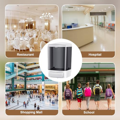 Hushee 4 Pcs Plastic Wall Mounted Soap Dispenser Commercial Manual Soap Containers Wall Dispenser for Kitchen Shower Hotel Liquid Shampoo Gel Chamber(33.8 oz 1000 ml,Black) - color: Black, size: 33.8 oz 1000 ml