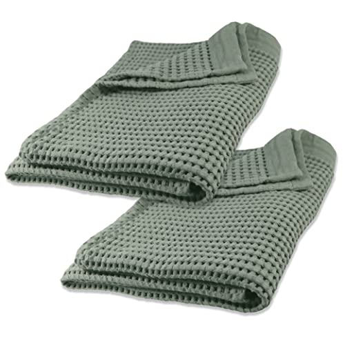 GILDEN TREE Waffle Bath Sheet Quick Dry Towel, Thin Luxury Bath Towels, 40x80 Large Bath Towels 2 Pack Bath Sheets, Modern Style (Sage Grey) - color: Sage Grey, size: Bath Sheet (40" x 80") 2 Pack