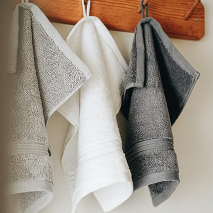 Milara Turkish Super-Plush Wash Cloths Set 4-Piece | Premium 100% Cotton Washcloths Absorbent, Durable with Hanging Loops | Anthracite (Dark Gray) Bath Washcloths, (13 x 13 Inch) - color: Anthracite (Dark Gray), size: Wash Cloth (4 Pcs) - 13" x 13"