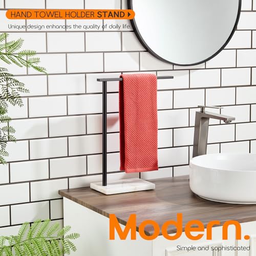 Black Towel Racks Stand 1-Tier Hand Towel Holder for Bathrooms Vanity Countertop with Heavy Marble Base Thicken Steady, Stainless Steel AN7002MB - color: Matte Black, size: 1-Bar